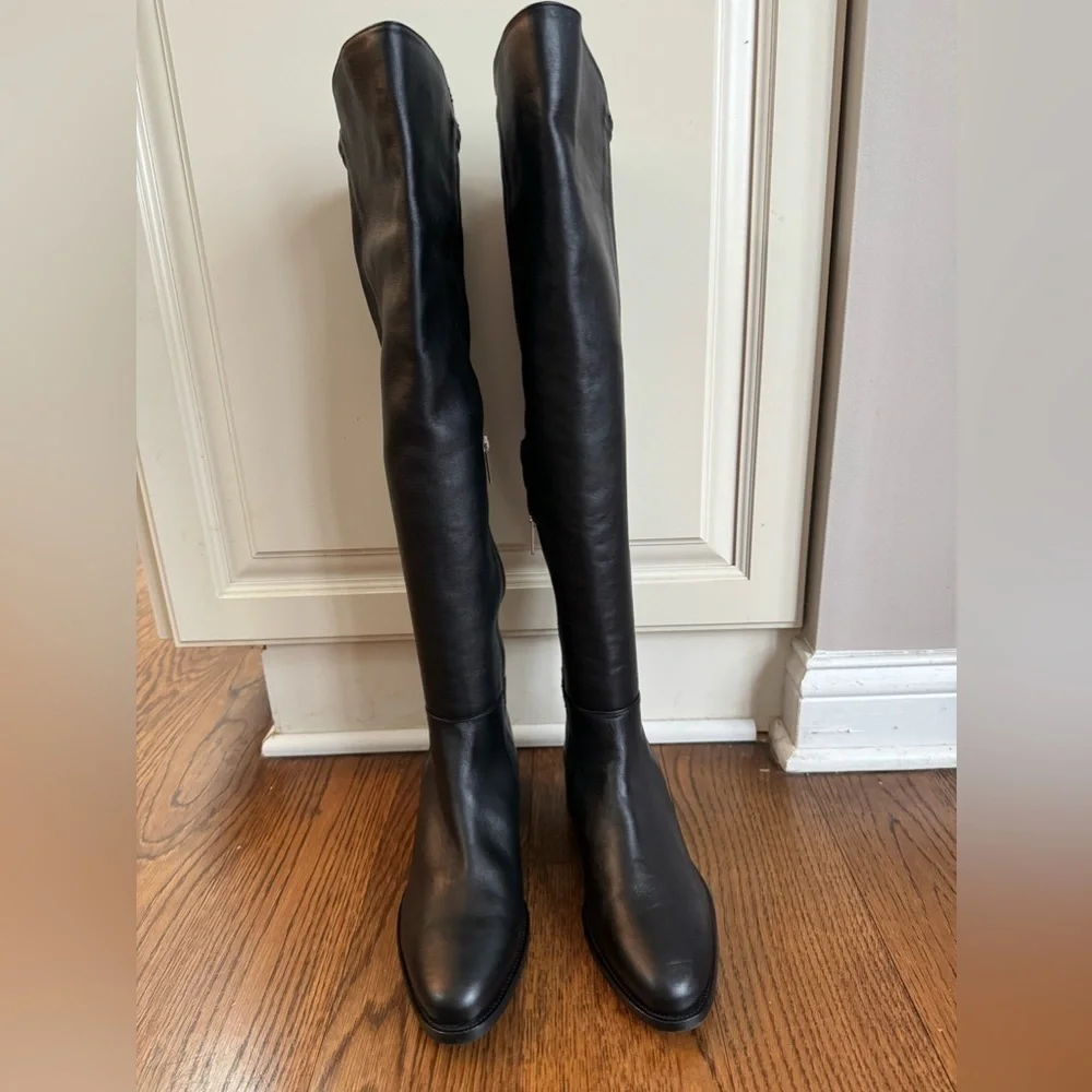 Aquatalia Norina Weatherproof Over The Knee Black Leather Boot 9